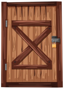 Wooden door with padlock vector
