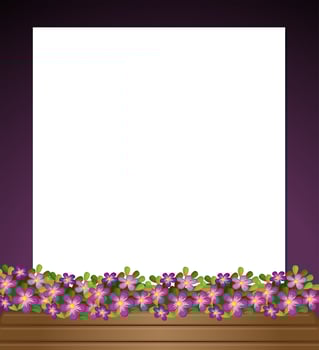 An empty paper template with a garden at the bottom vector