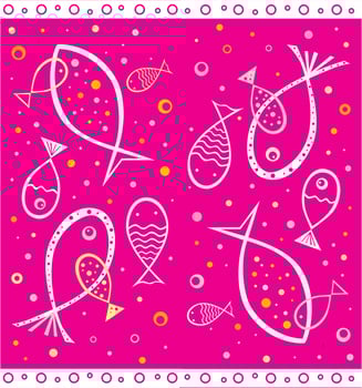 Fish seamless pink background. ocean underwater seamless pattern vector