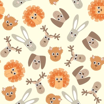 Vintage pattern with baby toys. Cute kids fluffy toy illustration. vector