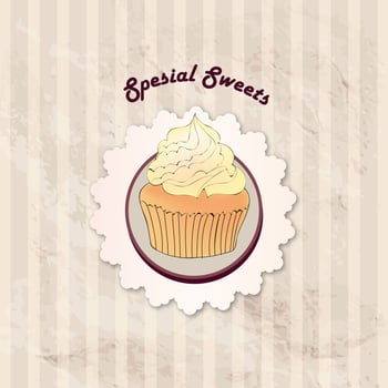 Cake. Cafe Menu Background. Bakery Label. Sweet, Dessert Poster vector