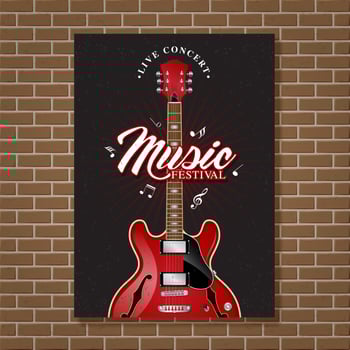 Guitar jazz music festival poster design template vector illustration
