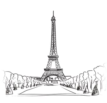 Paris city landscape. Famous landmark Eiffel tower. Travel France. vector