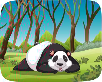 Panda in forest scene vector