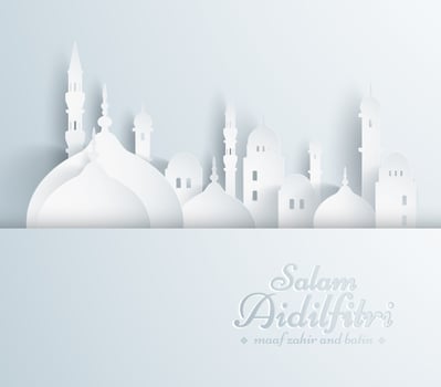 Paper graphic of islamic mosque.  vector