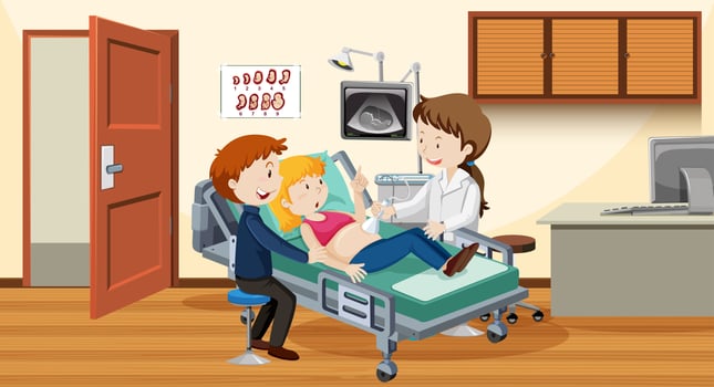 Couple ultrasound at hospital vector