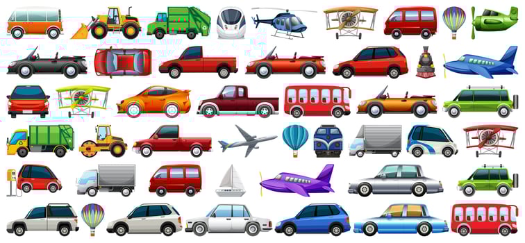 Set of transportation vehicle vector