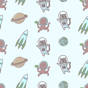 Cute funny cat astronaut vector