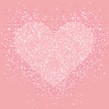 Pastel pink glitter heart . Shimmer love background. vector