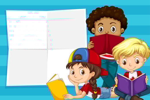 Children on note template vector