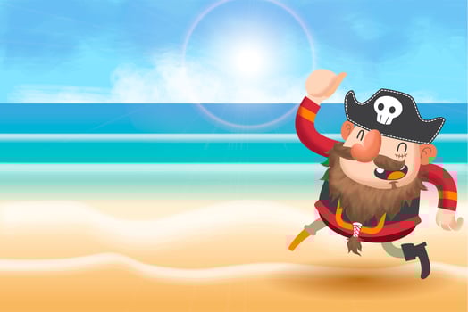cute pirates cartoon background vector