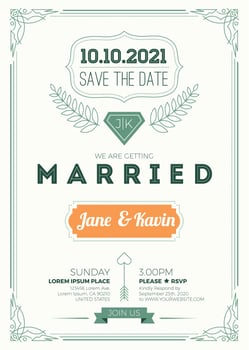 Vintage wedding invitation vector