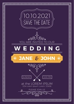 Vintage wedding invitation vector
