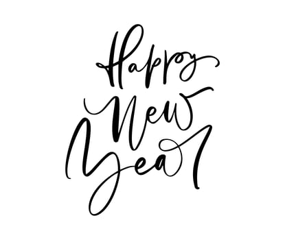 Happy New Year calligraphy Christmas text. Holiday Vector Illustration With Lettering Composition And Burst. Vintage festive label