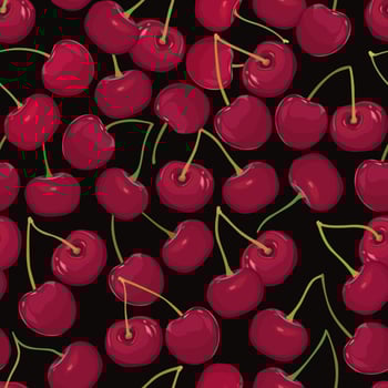 Cherry seamless pattern. Berry background. Food ingredient ornament vector