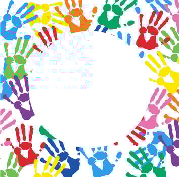 Abstract Background with Colorful Hand prints  vector