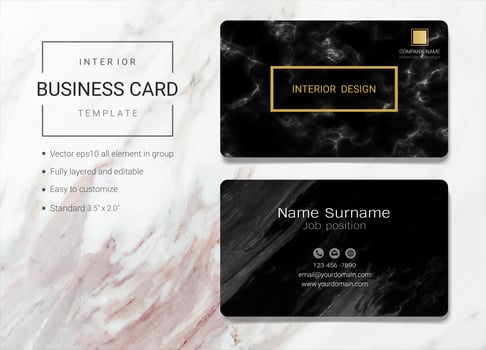 Interior business name card template. vector
