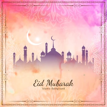 Abstract Eid Mubarak Islamic background vector