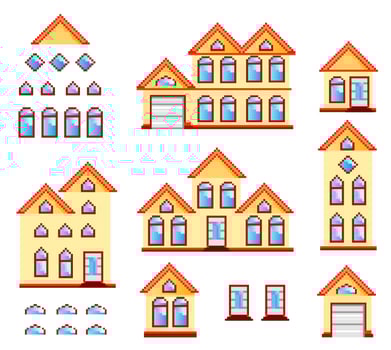 Pixel Art Houses vector