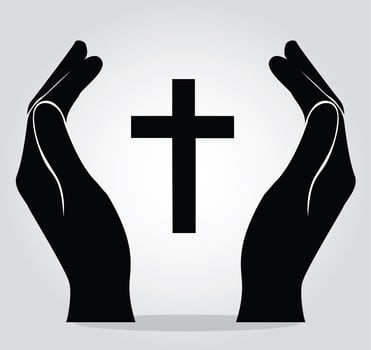 hands holding the cross  vector