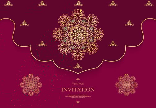 Wedding or invitation card  vintage style  with  crystals  abstract pattern background vector