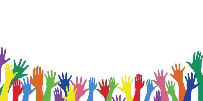 colorful hands up and background art vector