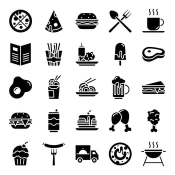 Fast food icons pack vector