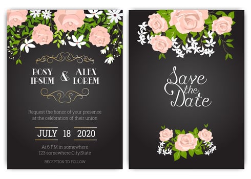 Wedding invitation card Floral hand drawn frame . vector