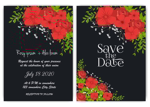 Wedding invitation card Floral hand drawn frame . vector