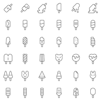 Ice pop vector icon set, line style