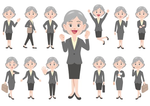 Businesswoman in different poses isolated on white background.  vector