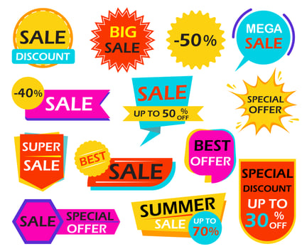 Set of sale banner design element tags - Vector illustration