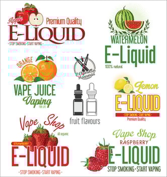 Electronic cigarette liquid flavour retro design collection vector