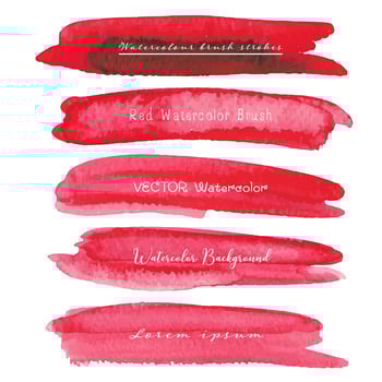 Set of red watercolor background, Brush stroke logo, Vector illustration.