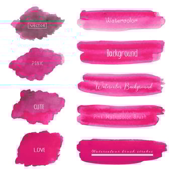 Set of pink watercolor background, Brush stroke logo, Vector illustration.