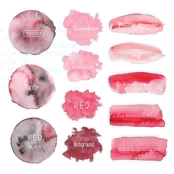 Set of Red watercolour on white background, Watercolor logo, Vector illustration.