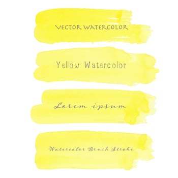 Yellow brush stroke watercolor on white background. Vector illustration.