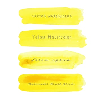 Yellow brush stroke watercolor on white background. Vector illustration.
