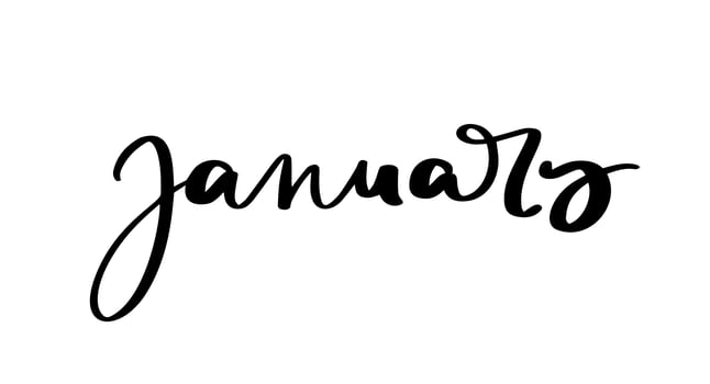 Hand drawn lettering phrase January. Ink brush lettering for winter invitation card for calendar. Handwritten phrase for banner, flyer, greeting card vector