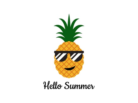 Vector illustration of  pineapple with glasses -  Hello summer concept