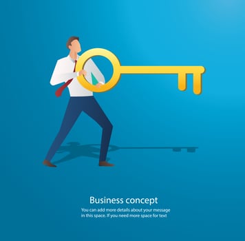 businessman holding the big key vector 