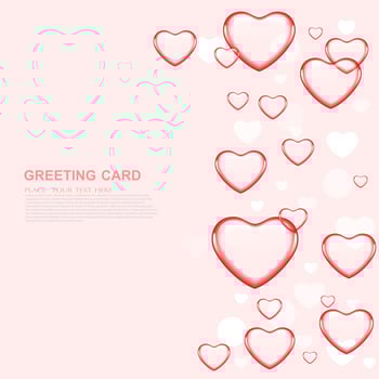 Happy valentine's day love Greeting Card  With Red Heart on Pink  background, Vector Design
