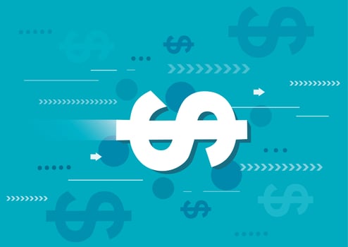abstract dollars and blue background vector illustration