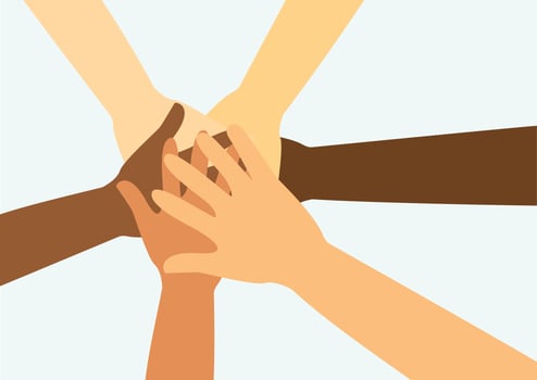 people putting their hands together vector