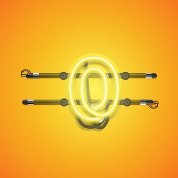 Realistic glowing yellow neon charcter, vector illustration