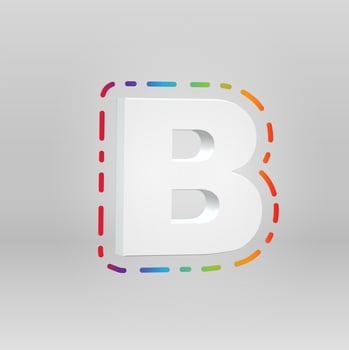 3D character from a fontset with colorful background, vector illustartion