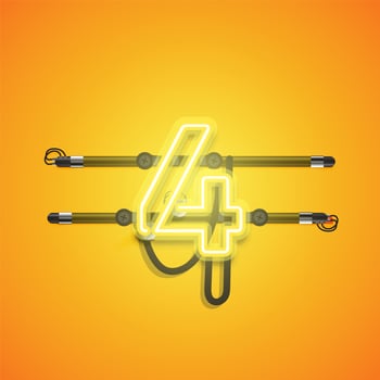 Realistic glowing yellow neon charcter, vector illustration