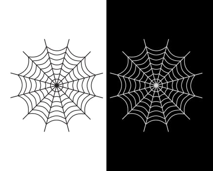 Spider web vector icon white and black color on white and black background - Vector illustration
