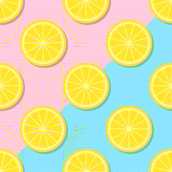 Slices Yellow Lemon Summer Background vector