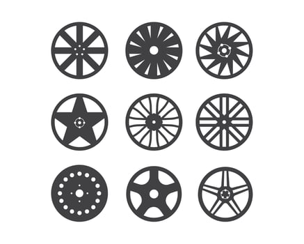 Set of wheel rim isolated on white background vector